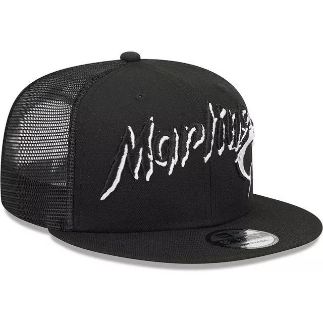 Mens New Era Miami Marlins Street Trucker 9FIFTY Snapback Hat Product Image