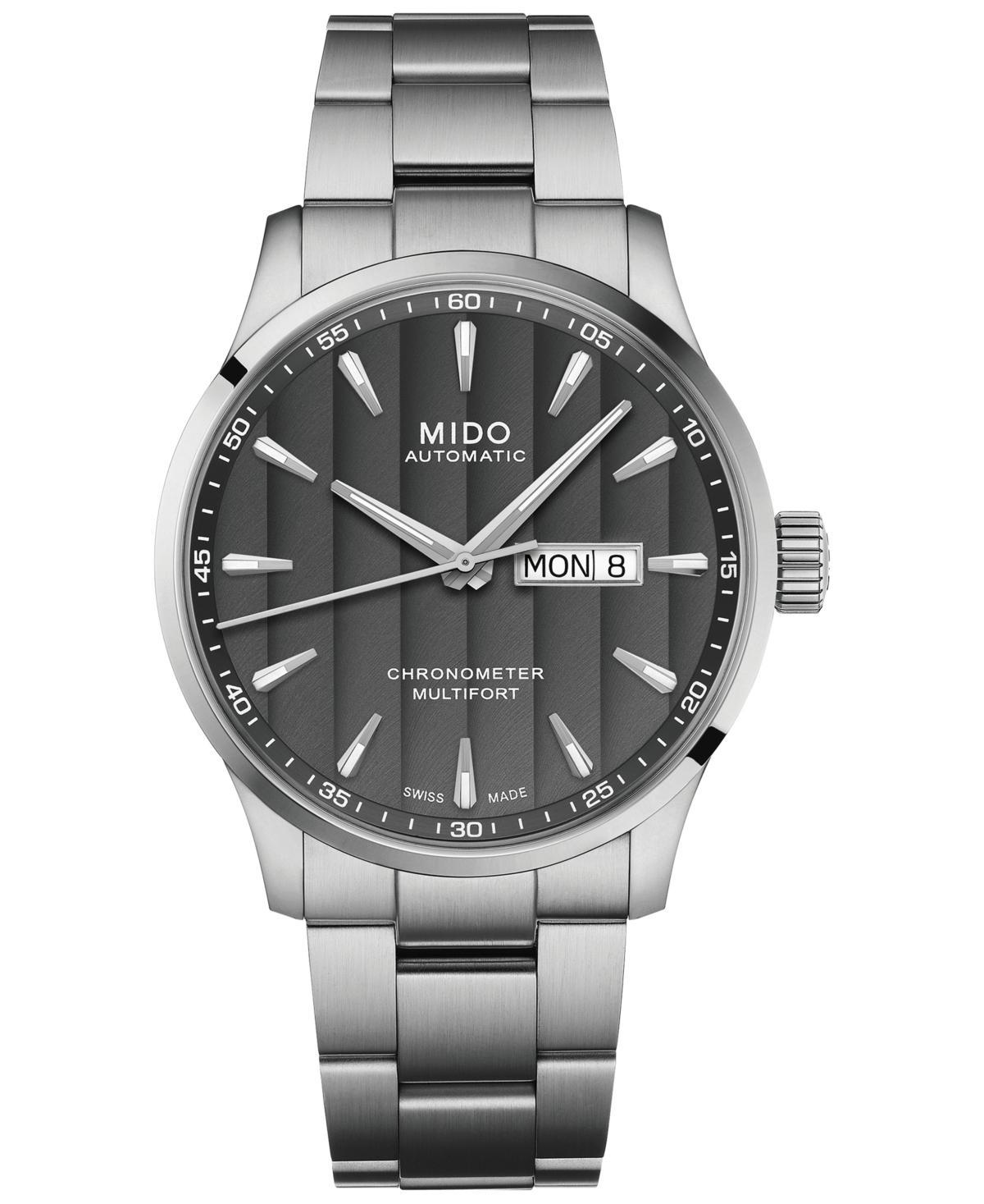 Mido Mens Swiss Automatic Multifort Chronometer Stainless Steel Bracelet Watch 42mm - Stainless Steel Product Image