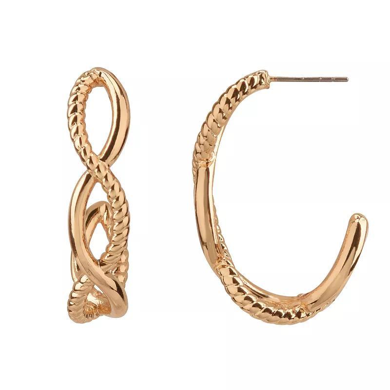 Gold Tone Twist Hoop Earrings, Womens, None product image