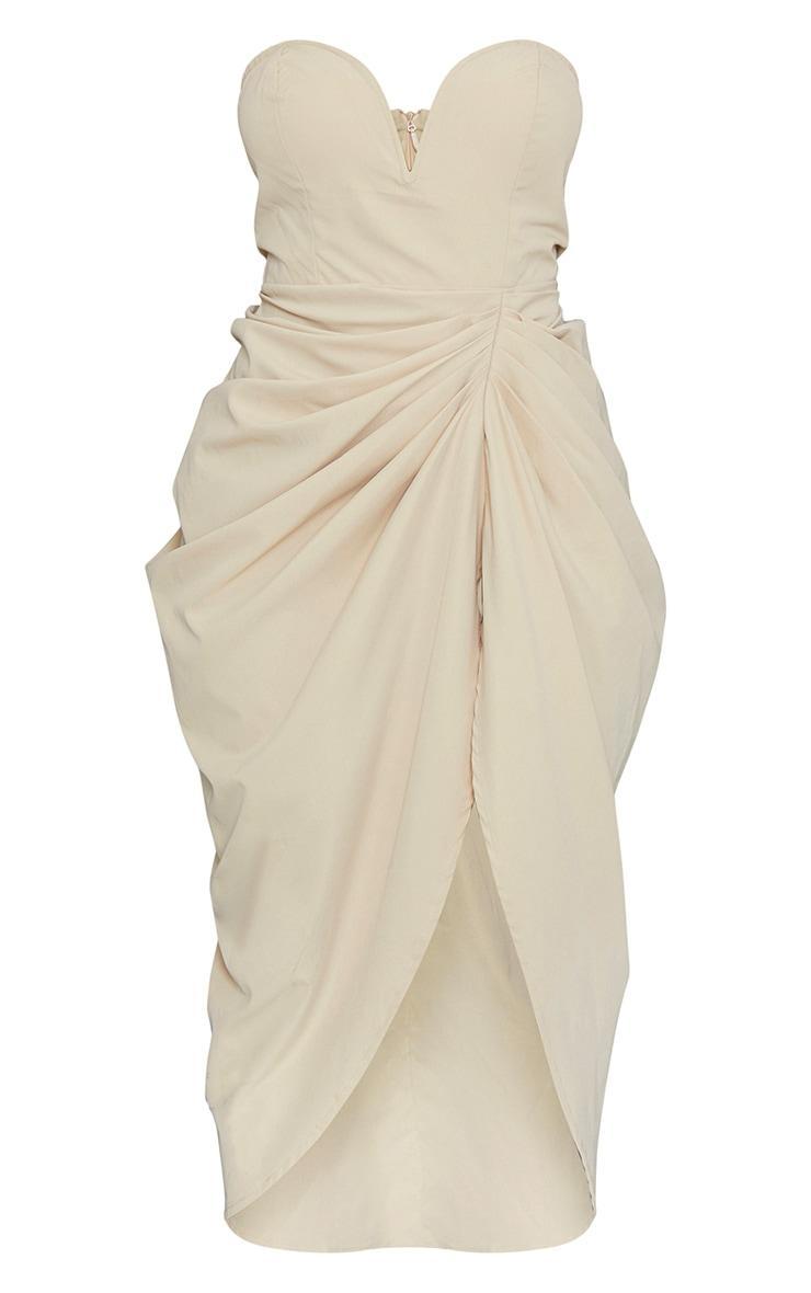 Stone Woven Bandeau V Bar Gathered Hip Midi Dress Product Image