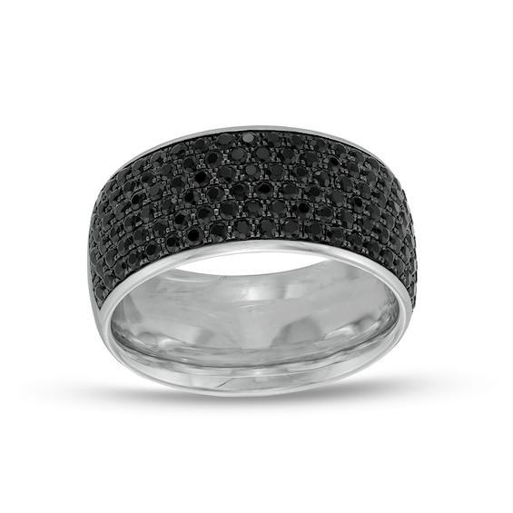 Men's 2 CT. T.w. Black Enhanced Diamond Comfort-Fit Dome Ring in 14K White Gold Product Image