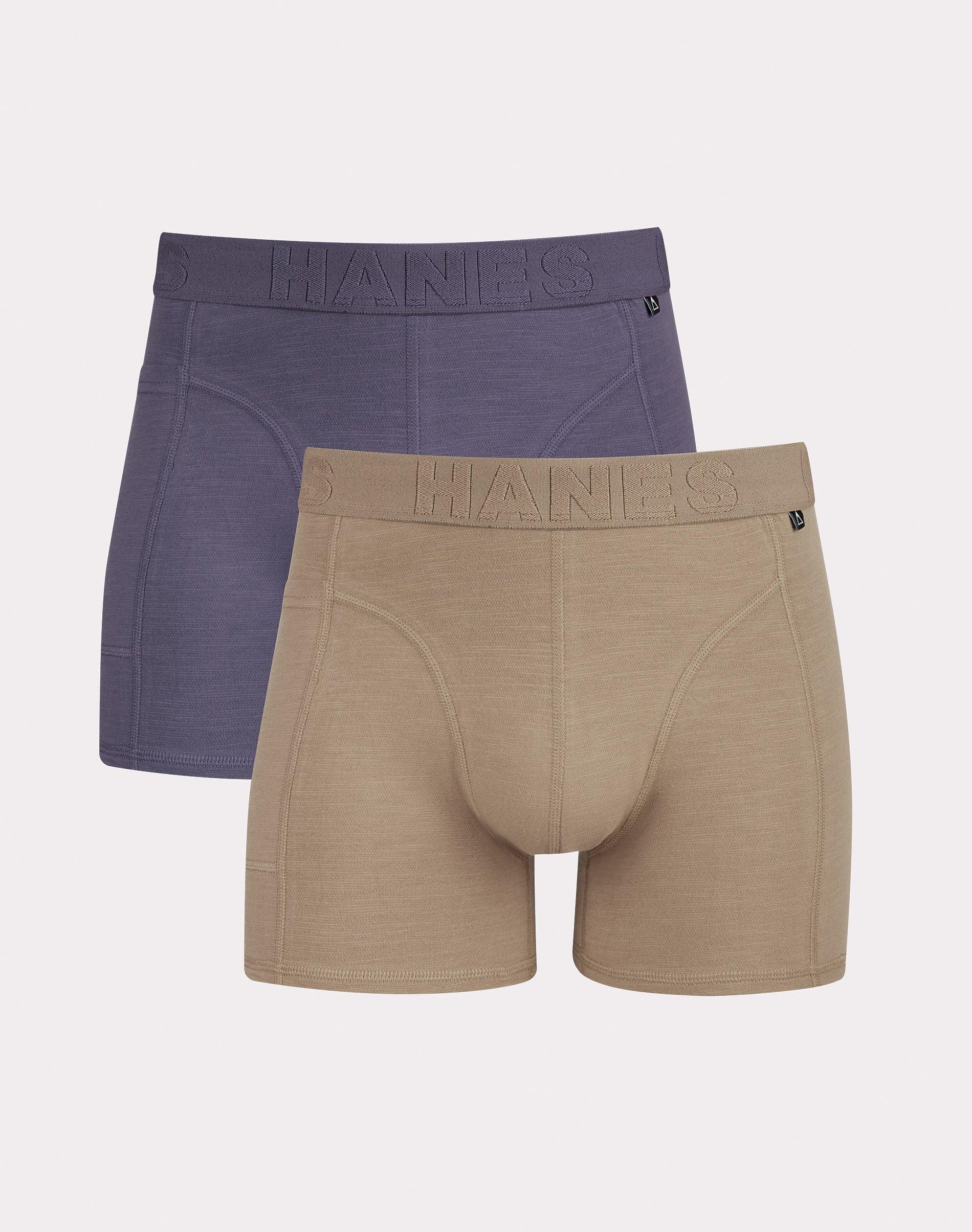 Hanes Premium Mens Explorer Trunks 2pk - Purple/Khaki Product Image