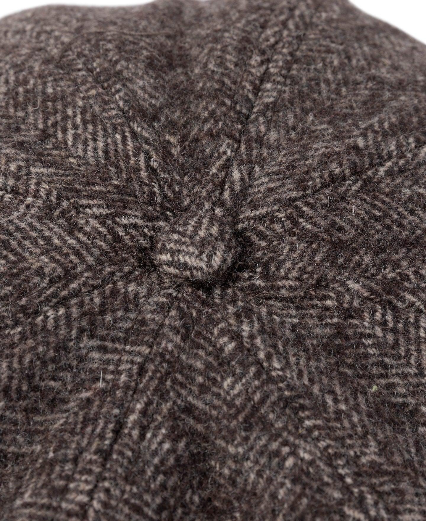 Brown Herringbone Wool Newsboy Cap Product Image