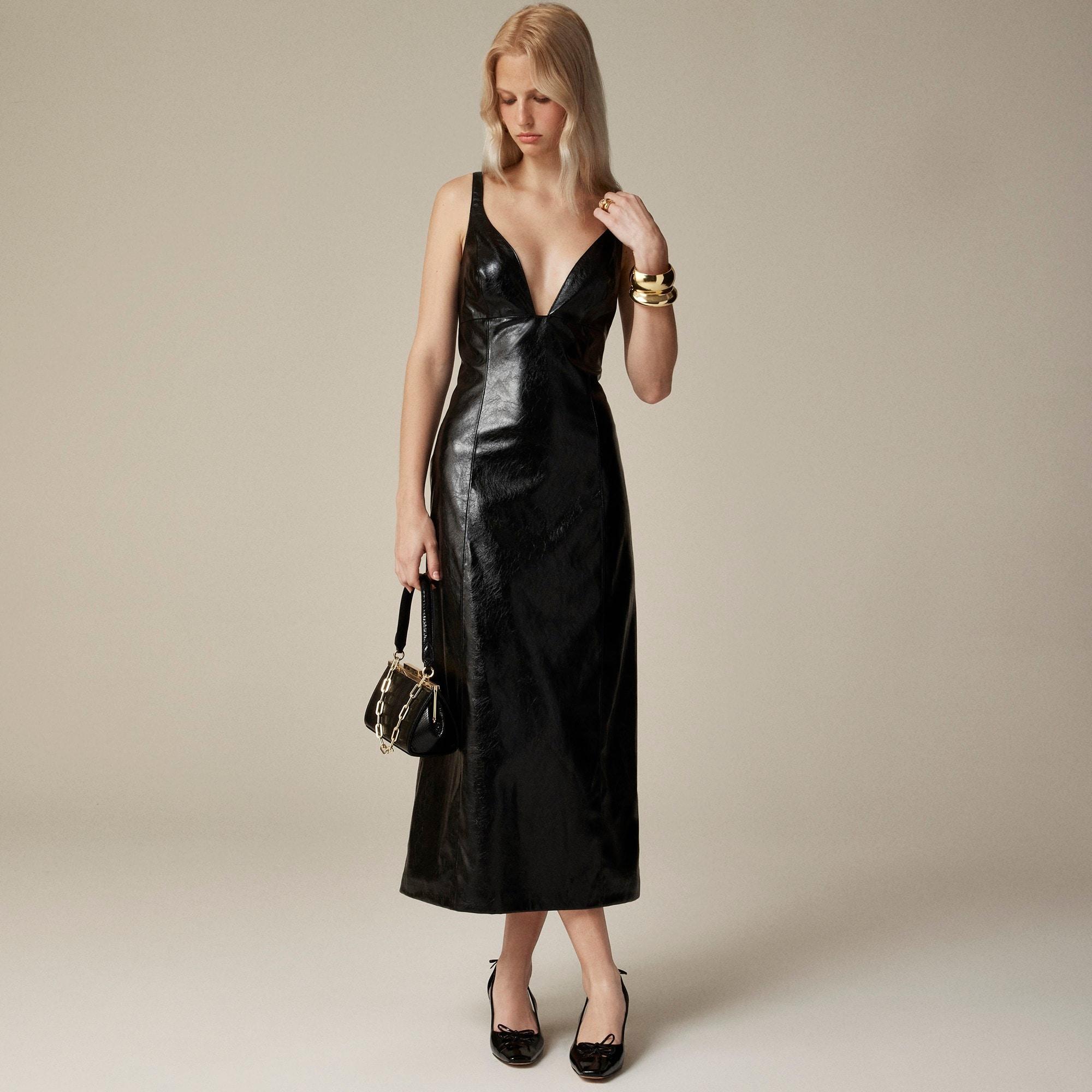 Collection plunge dress in faux patent leather Product Image