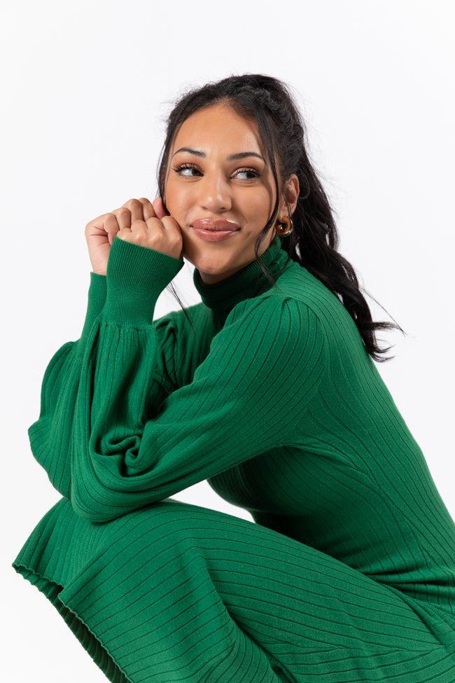 Through The Years Green Turtleneck Midi Dress FINAL SALE Product Image