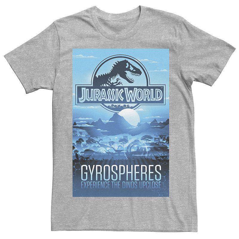 Mens Jurassic World Gyrospheres Tour Park Poster Graphic Tee Athletic Grey Product Image