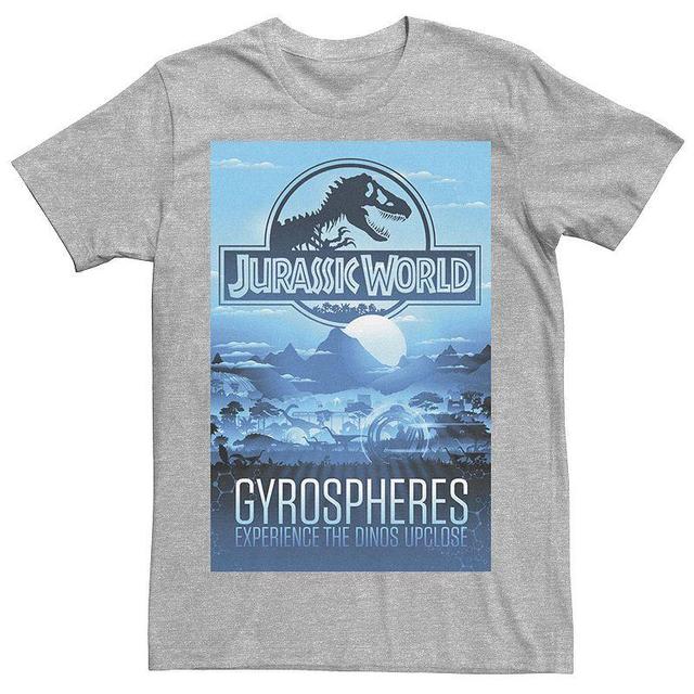 Mens Jurassic World Gyrospheres Tour Park Poster Graphic Tee Blue Product Image