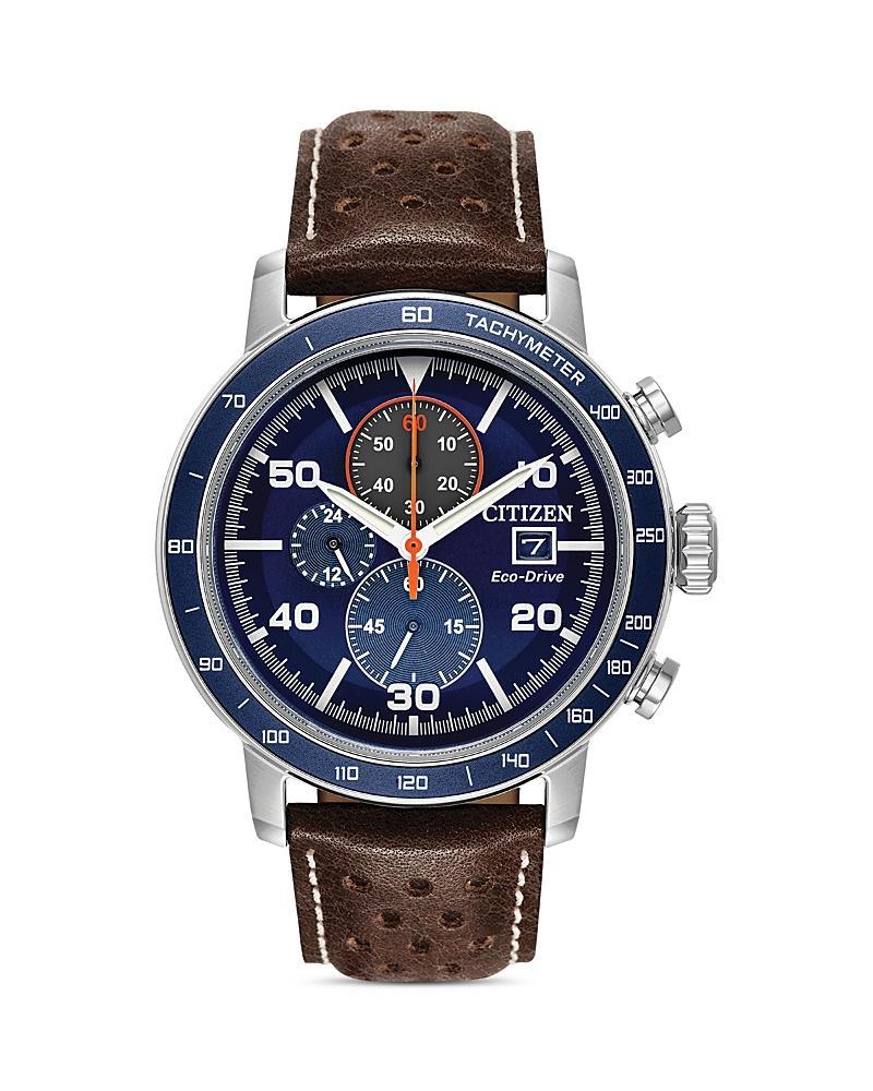 Citizen Brycen Mens Chronograph Brown Leather Strap Watch Ca0648-09l, One Size Product Image