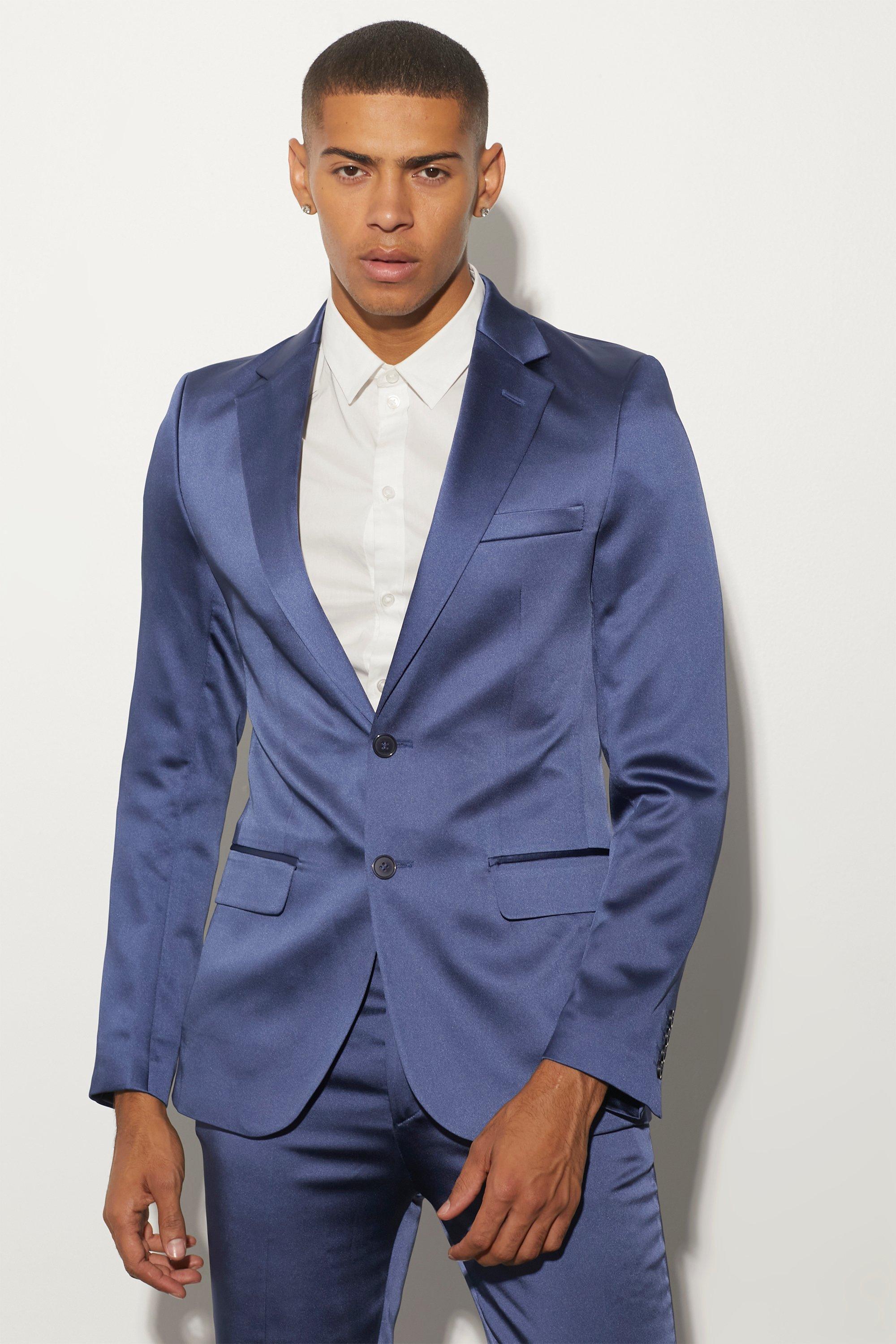 Skinny Fit Satin Suit Jacket | boohooMAN USA Product Image