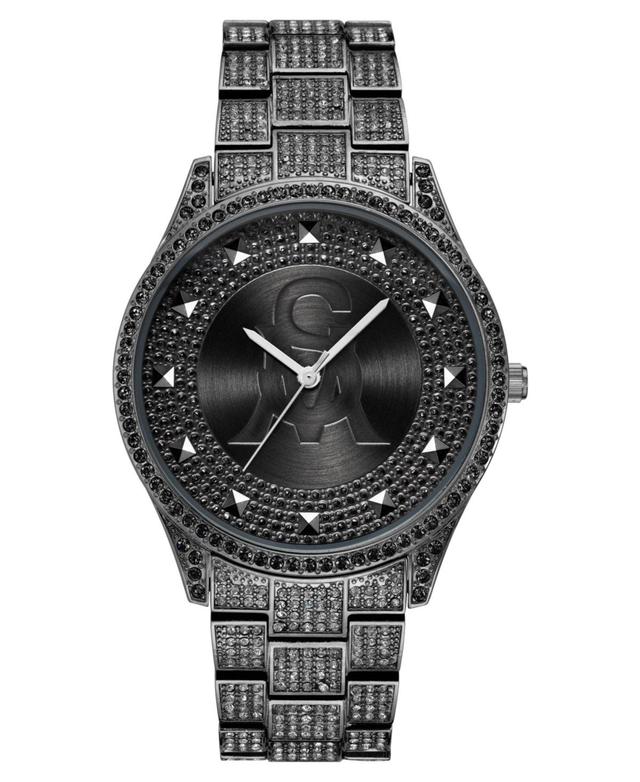 Steve Madden Womens Black-Tone Metal Bracelet and Accented Crystals Watch, 40mm - Black Product Image