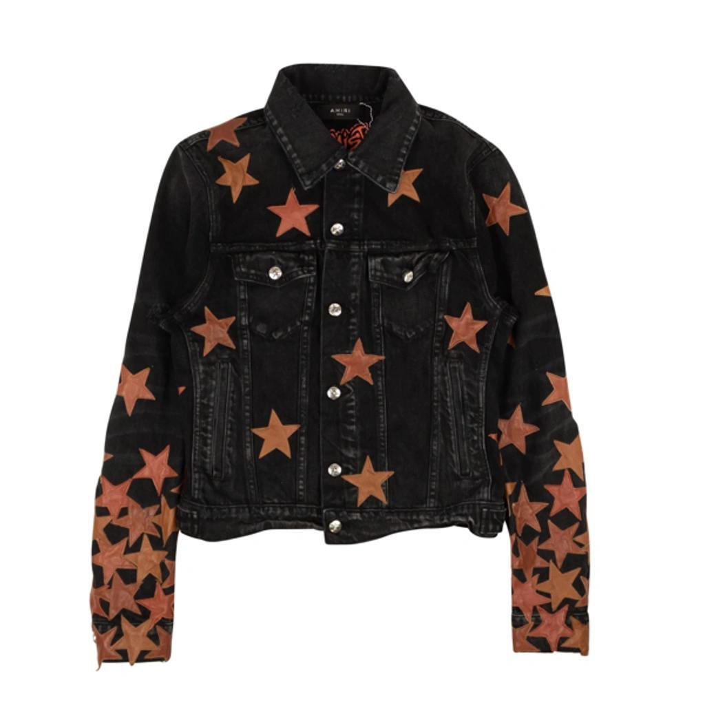 AMIRI Black And Orange Chemist Denim Trucker Jacket Product Image