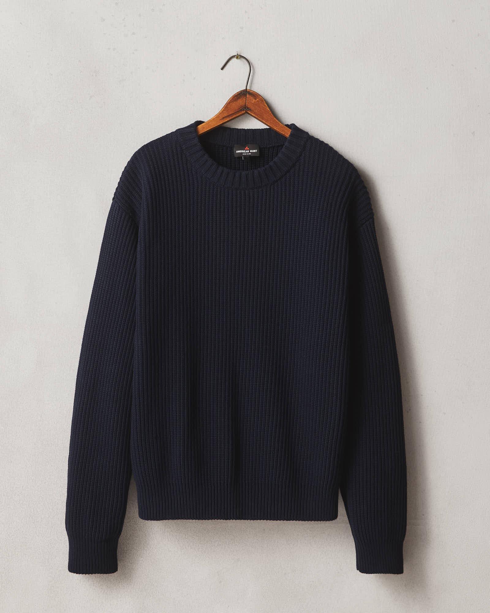 Chunky Cotton Sweater - Dark Navy Male Product Image