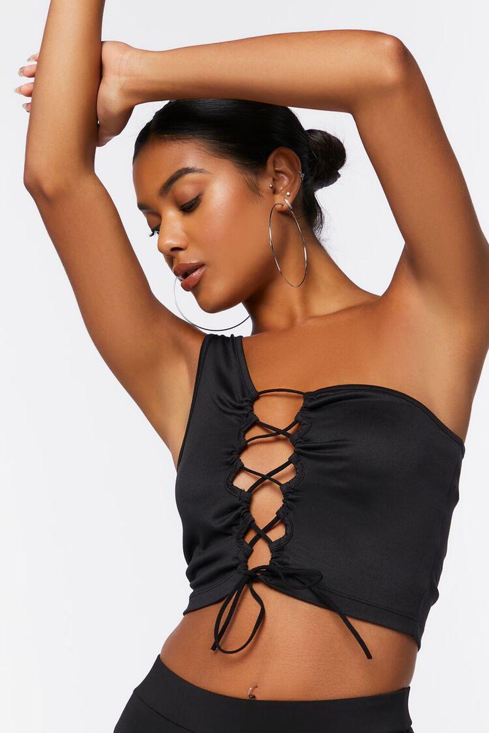 One-Shoulder Lace-Up Crop Top | Forever 21 product image