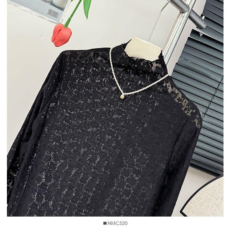 Mock-Neck Lace Top Product Image