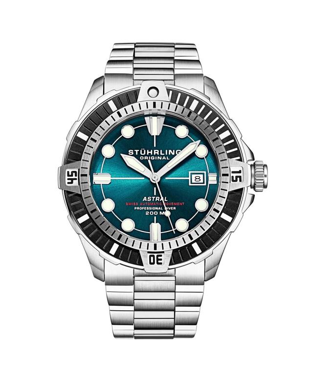 Stuhrling Mens Aquadiver Silver-tone Stainless Steel , Blue Dial , 45mm Round Watch Product Image