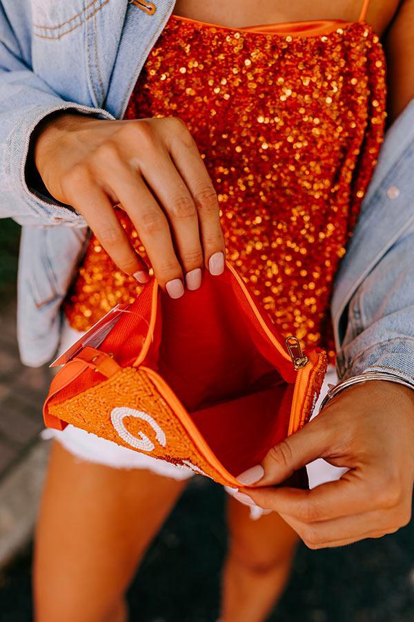 Game Day Beaded Clutch In Orange Product Image