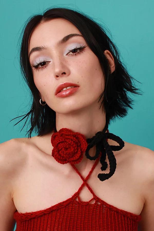 Velvet Luna Crochet Rose Choker Womens at Urban Outfitters Product Image