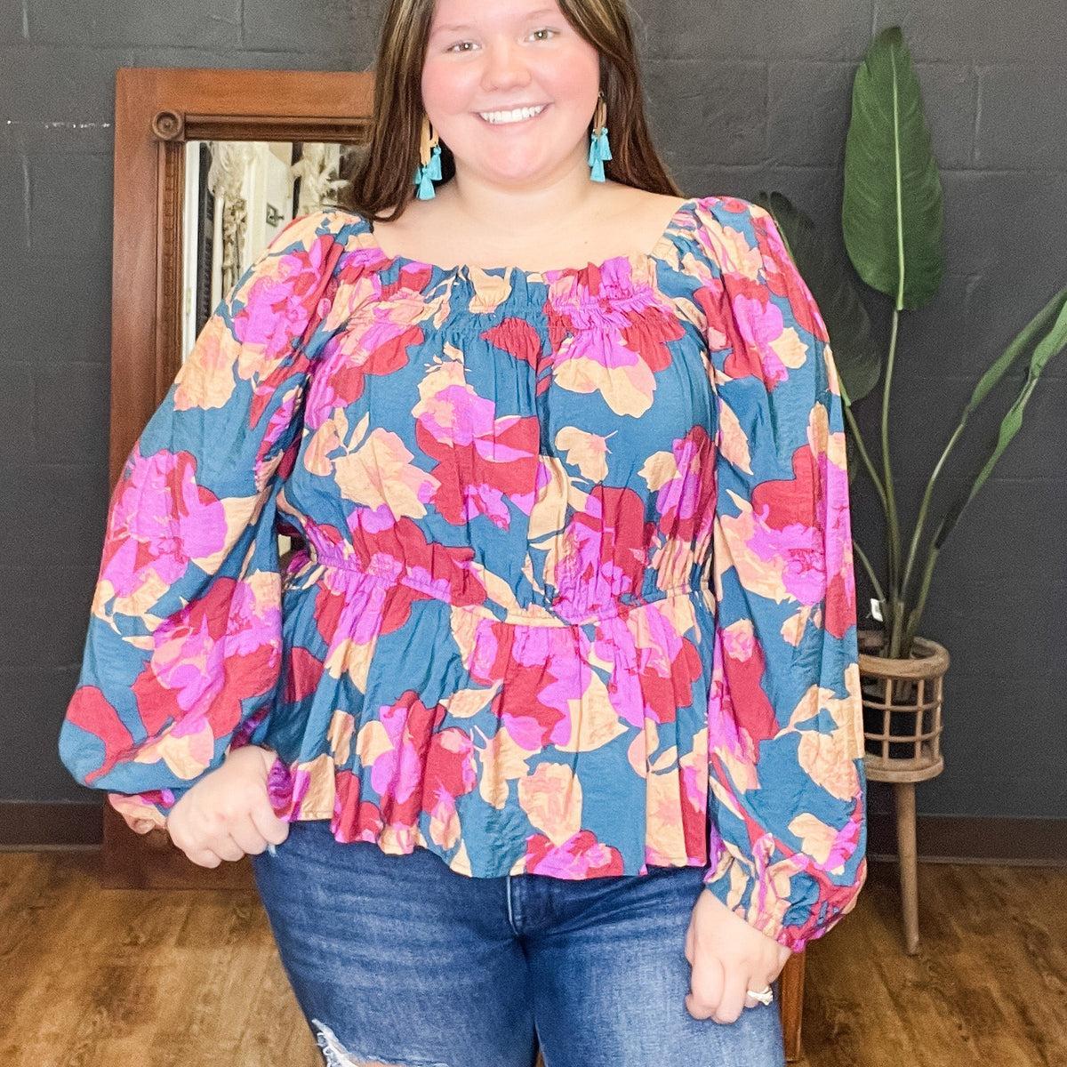 Remember Me Floral Peplum Top (1XL to 3XL) Product Image