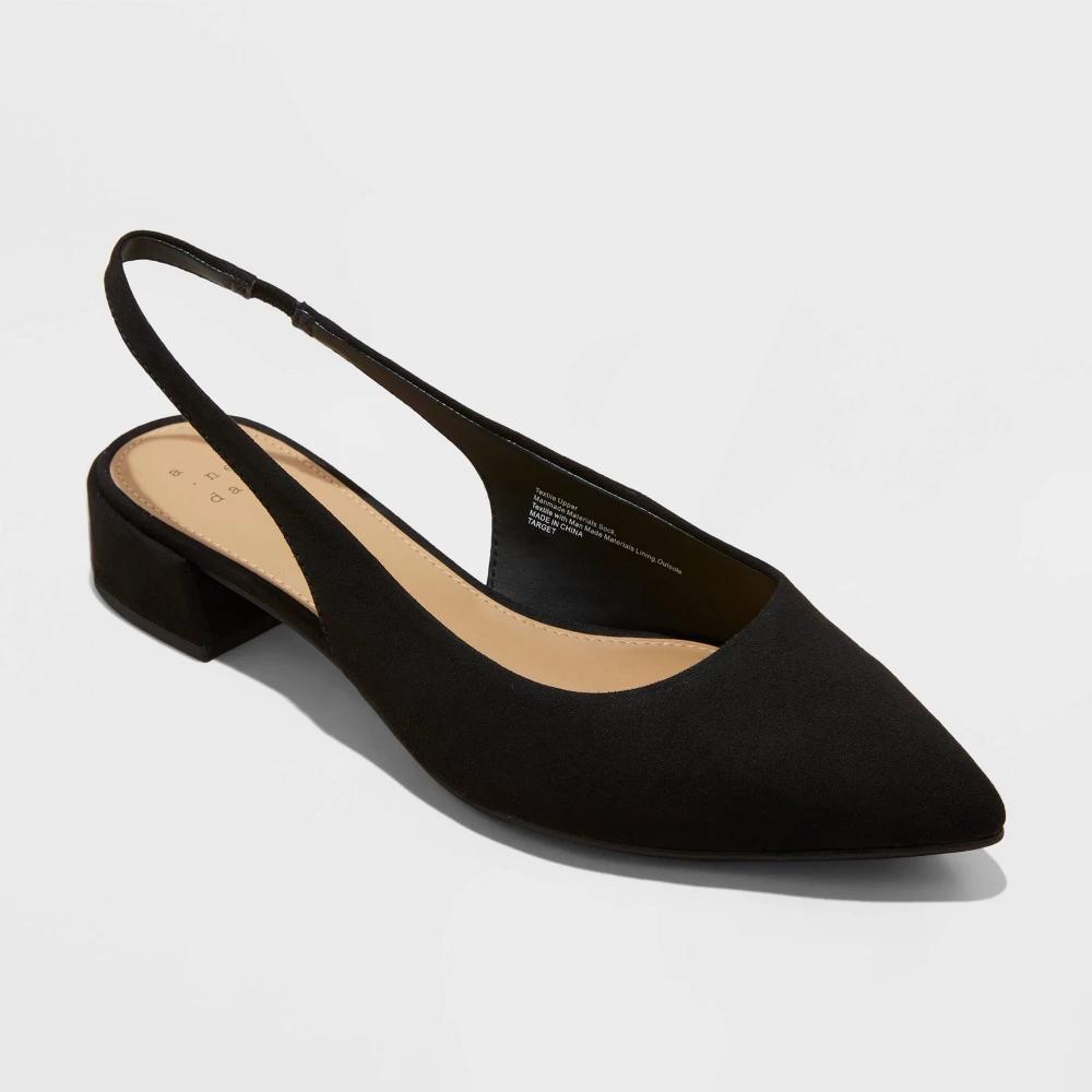 Womens Elle Slingback Pointed Toe Heels - A New Day Black 11 Product Image