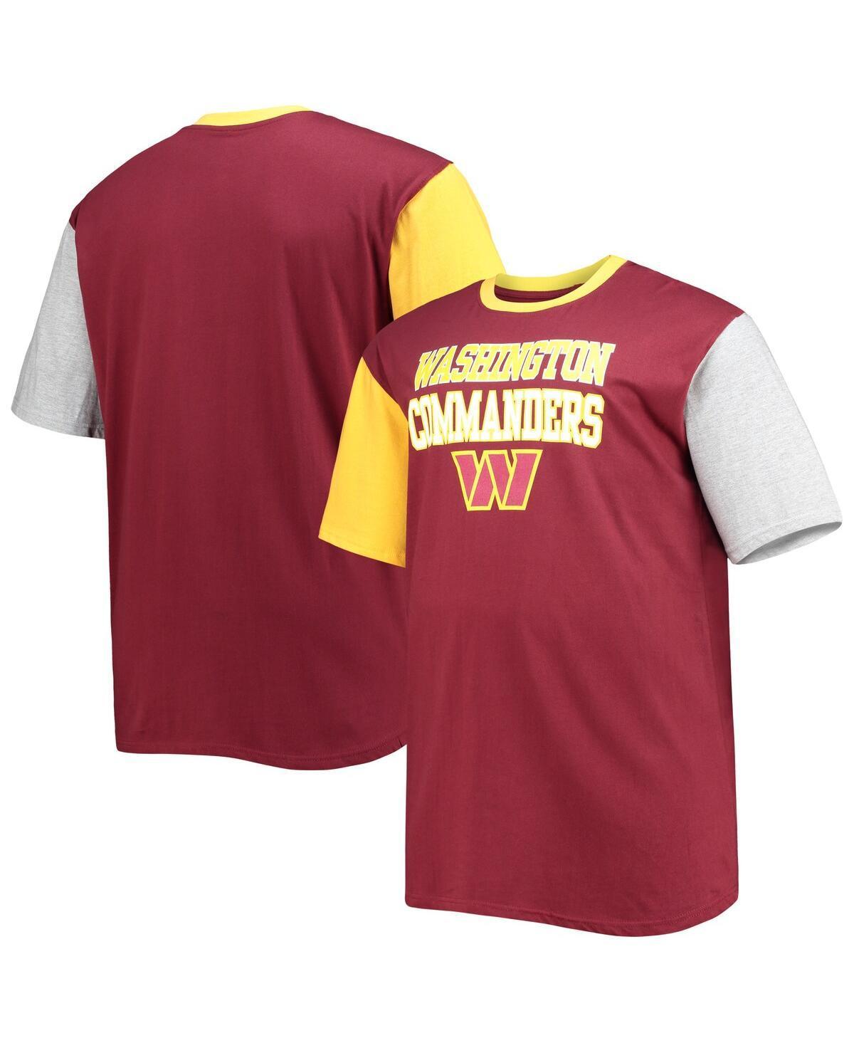 Mens Fanatics Branded Burgundy/Gold Washington Commanders Big & Tall Colorblocked T-Shirt Product Image