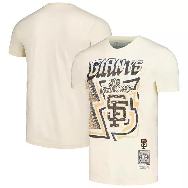 Mens Mitchell & Ness Cream San Francisco Giants Cooperstown Collection Sidewalk Sketch T-Shirt Product Image