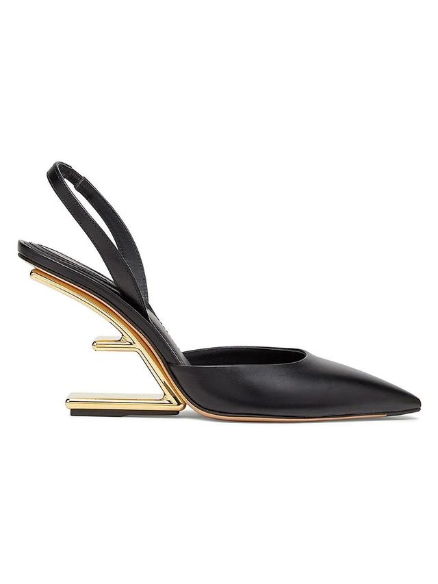 Womens Fendi First 65MM Leather Slingback Pumps Product Image