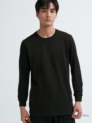 UNIQLO US Men's Heattech Cotton Crew Neck Long-Sleeve T-Shirt (Extra Warm) with Moisture-Wicking Black 3XL UNIQLO US  3XL  male Product Image