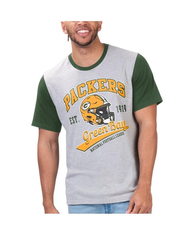 G-iii Sports by Carl Banks Mens Heather Gray Green Bay Packers Black Label T-Shirt - Heather Gray Product Image