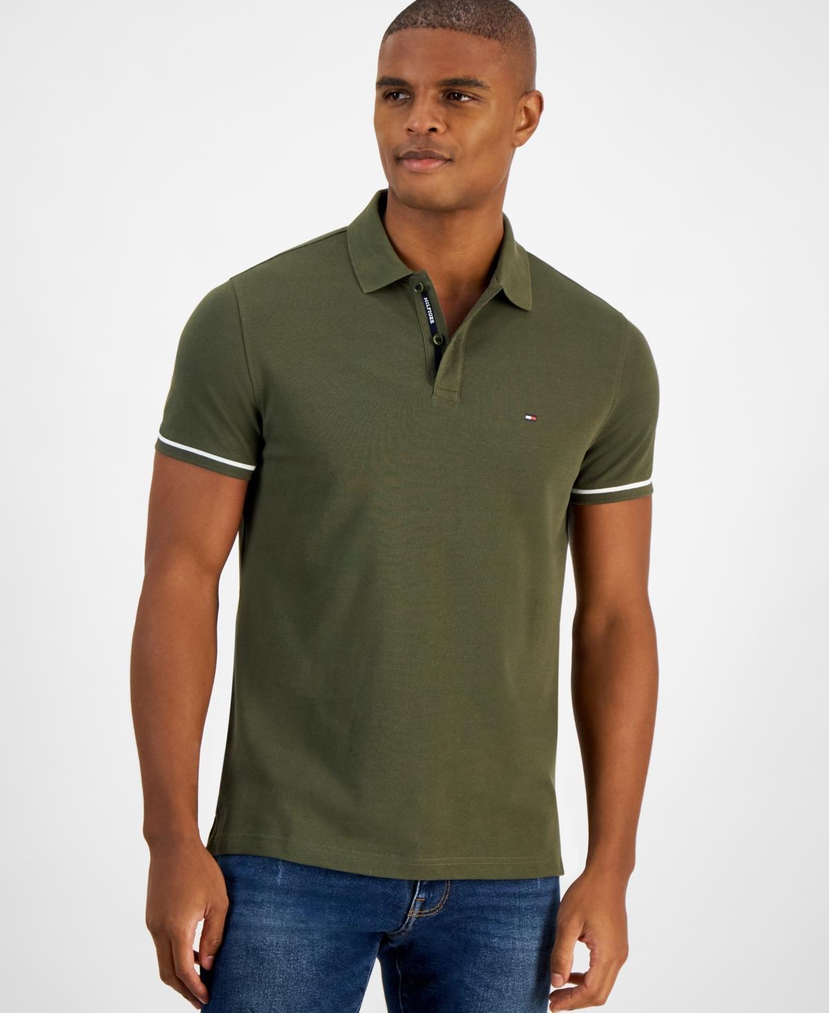 Tommy Hilfiger Mens Regular-Fit Stripe-Sleeve Polo Shirt Product Image