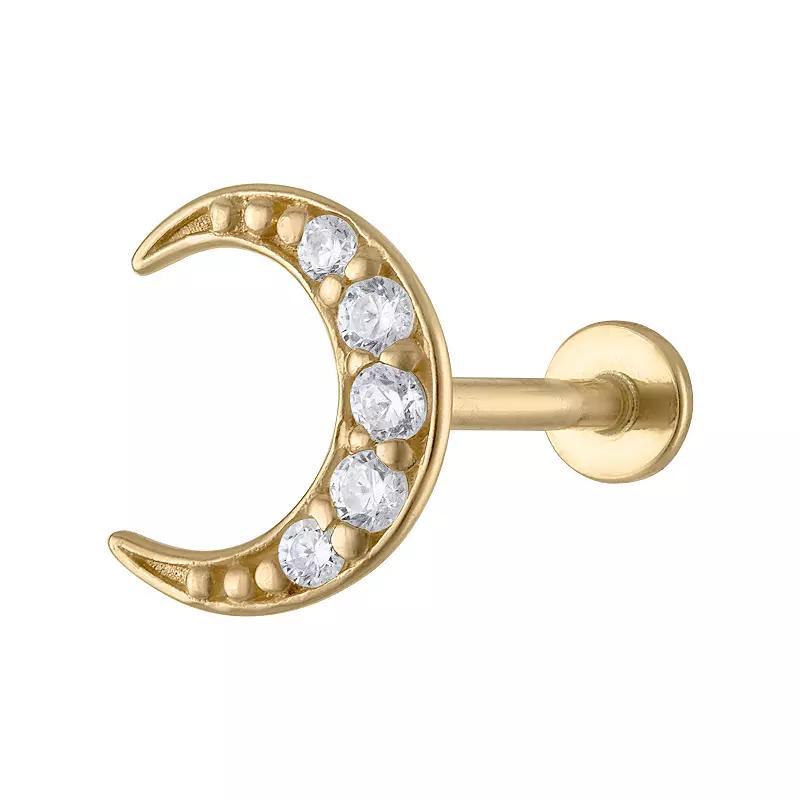 Amella Jewels 14k Gold Cubic Zirconia Moon Internally Threaded Cartilage Earring, Womens Product Image