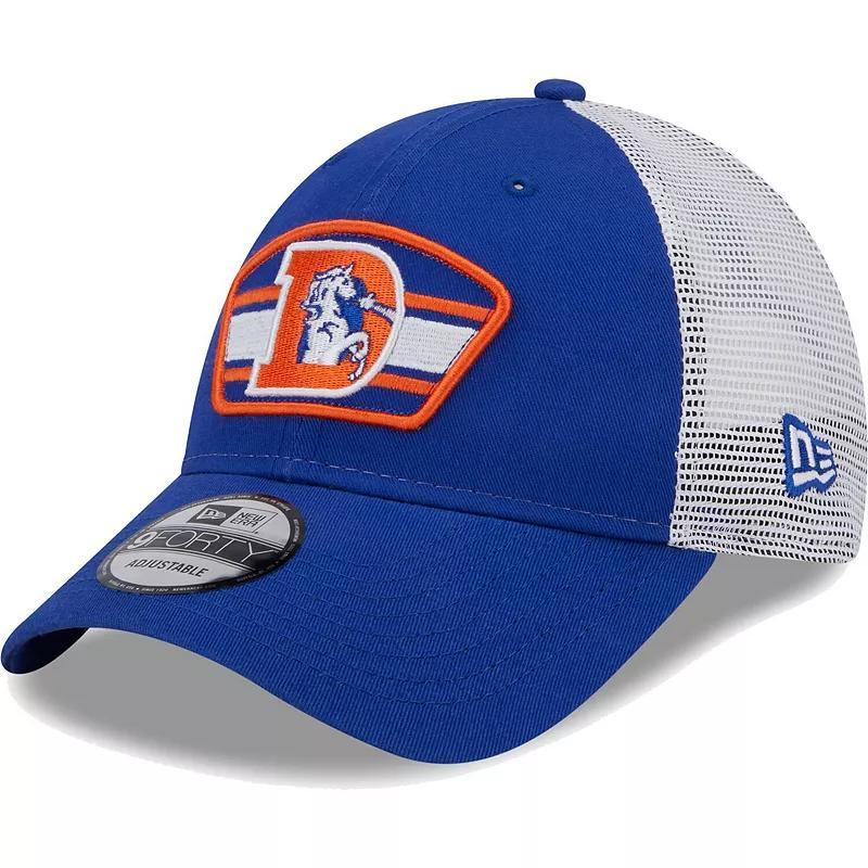 Mens New Era Royal/White Denver Broncos Logo Patch Trucker 9FORTY Snapback Hat Product Image