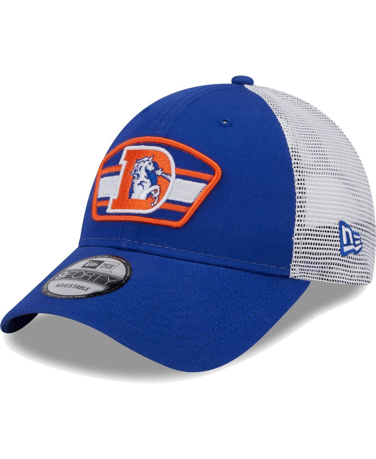 Mens New Era Royal/White Denver Broncos Logo Patch Trucker 9FORTY Snapback Hat Product Image