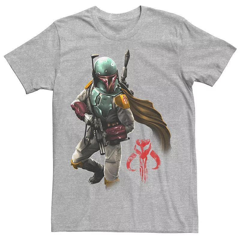 Mens Star Wars Boba Fett Grunge Profile Tee Athletic Grey Product Image