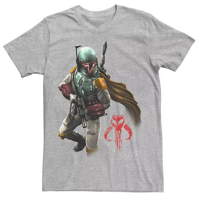 Mens Star Wars Boba Fett Grunge Profile Tee Royal Grey Product Image