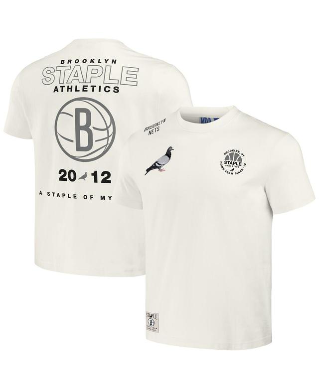 Mens Nba x Staple Cream Distressed Brooklyn Nets Home Team T-shirt Product Image