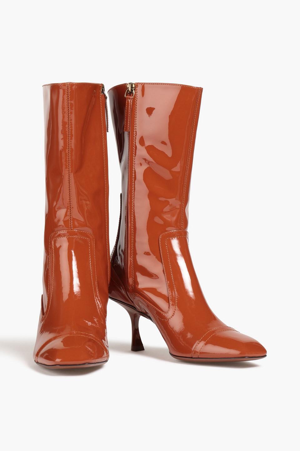 Patent-leather Ankle Boots In Tan Product Image