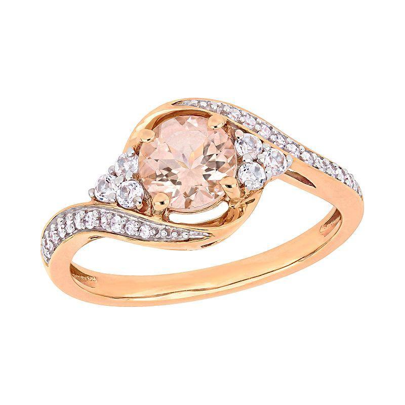 Womens Stella Grace 10K Gold 1/10ct Diamond & Morganite White Topaz Ring 10k Pink Product Image