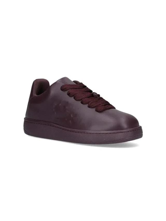 BURBERRY Leather Box Sneakers In Poison Product Image