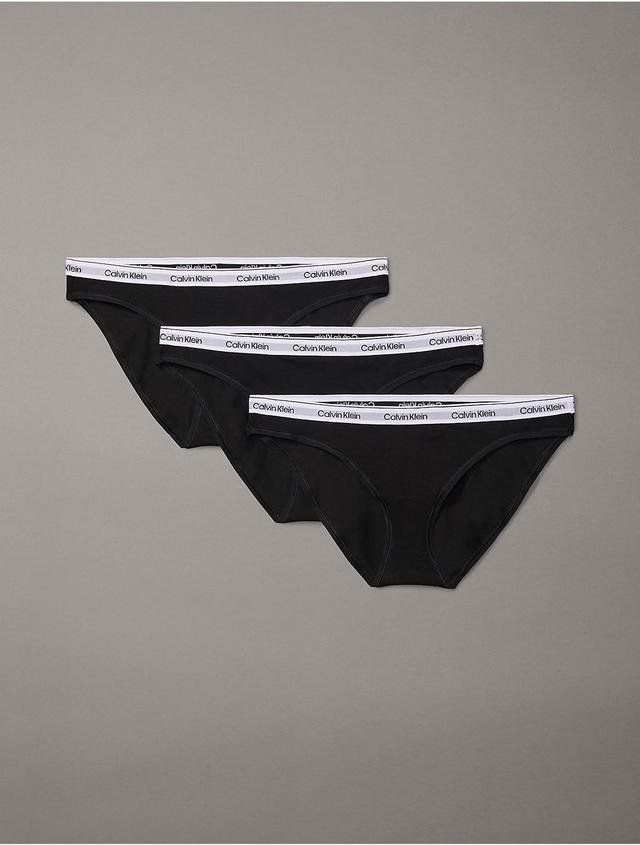 Calvin Klein Underwear Modern Logo Bikini 3-Pack White/Grey Heather) Women's Underwear Product Image