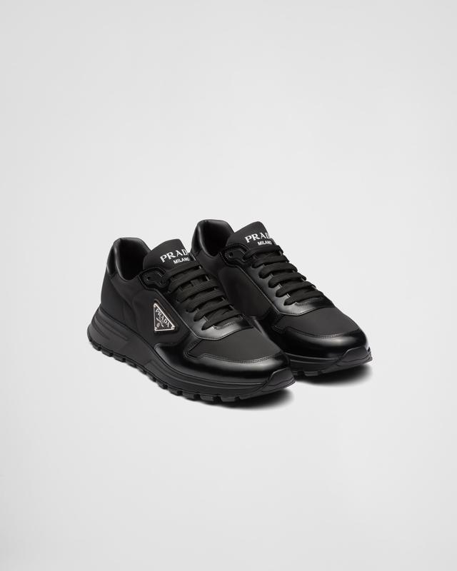 Prax 01 Re-Nylon and brushed leather sneakers Product Image