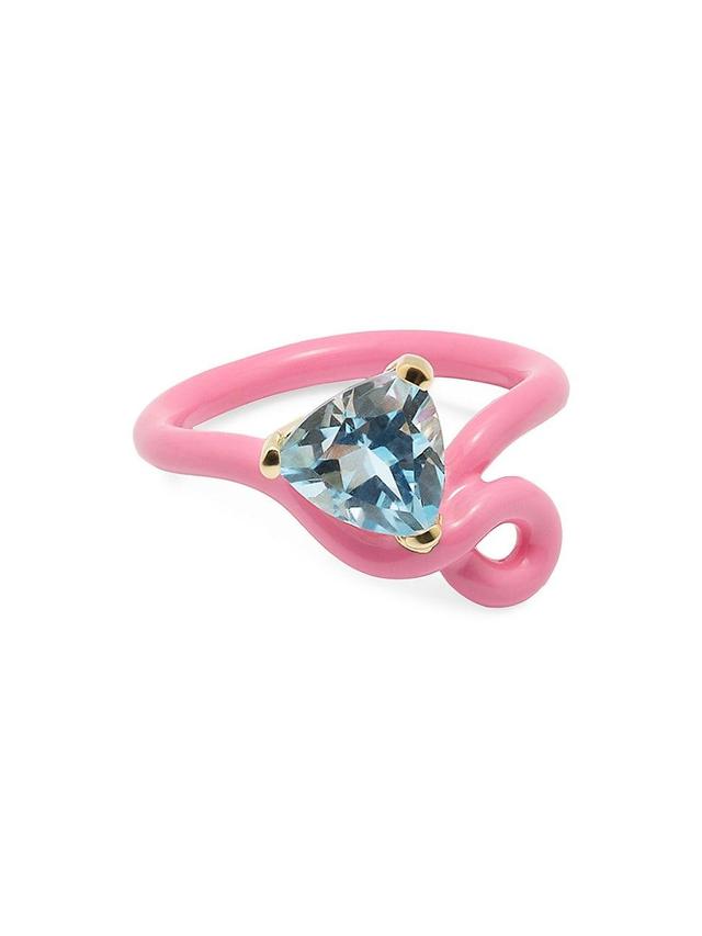 Womens Youre So Vine Goldtone, Enamel & Blue Topaz Ring Product Image