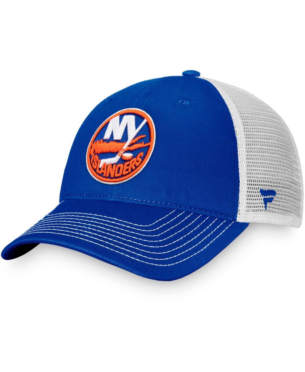 Mens Fanatics Branded Royal/White New York Islanders Slouch Core Primary Trucker Snapback Hat Product Image