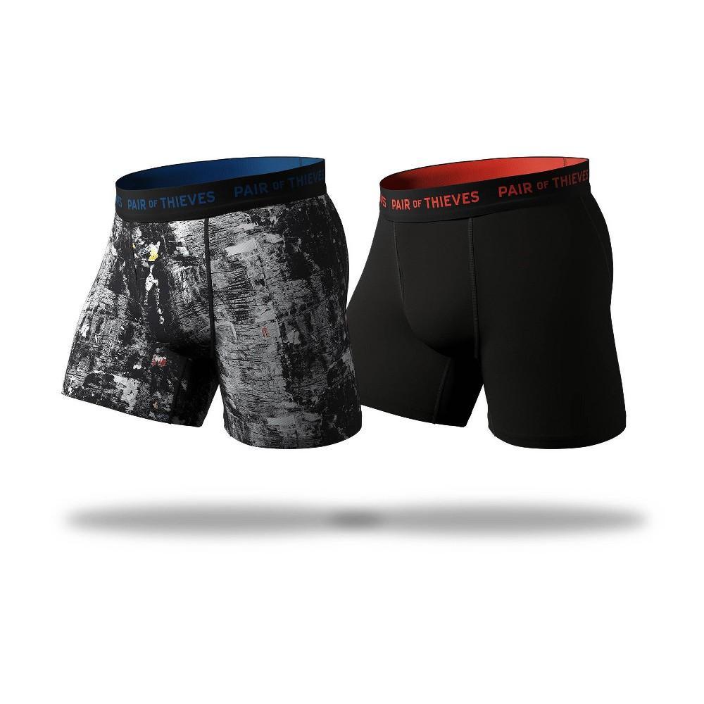 Pair of Thieves Mens Super Fit Boxer Briefs 2pk - Black/Abstract L Product Image