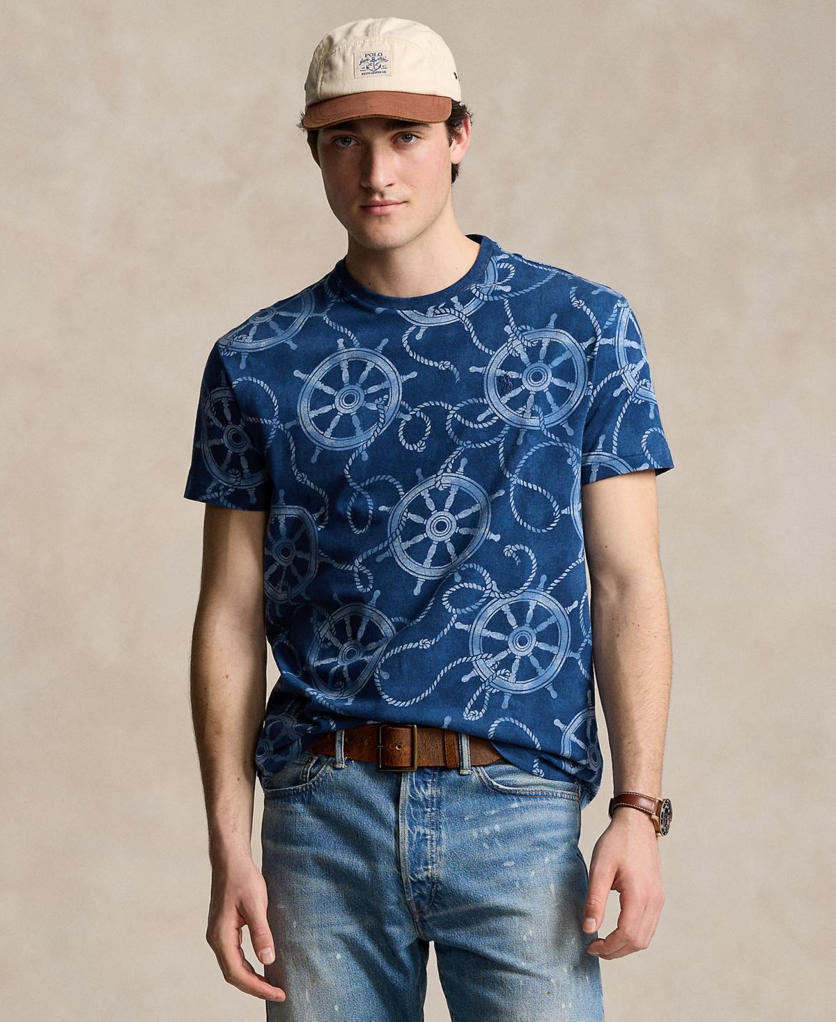 Men's Classic-fit Nautical Jersey T-shirt In Rope And Ship Wheel Product Image