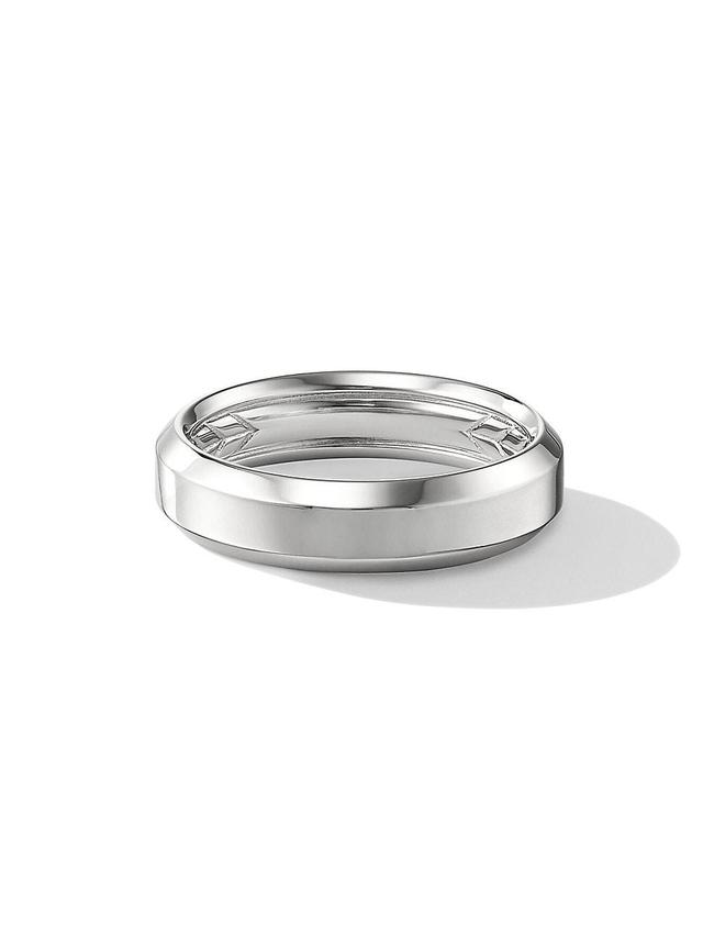 Mens Beveled Band Ring in 18K White Gold Product Image