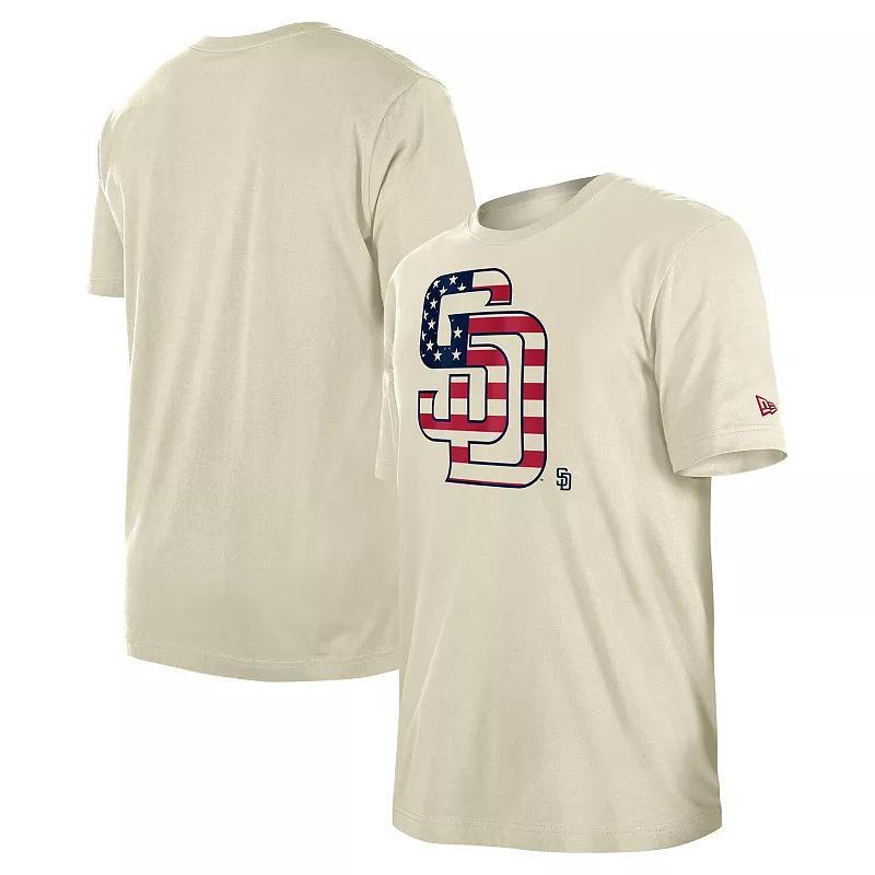 Mens New Era Cream San Diego Padres 4th of July Flag Fill T-Shirt Product Image