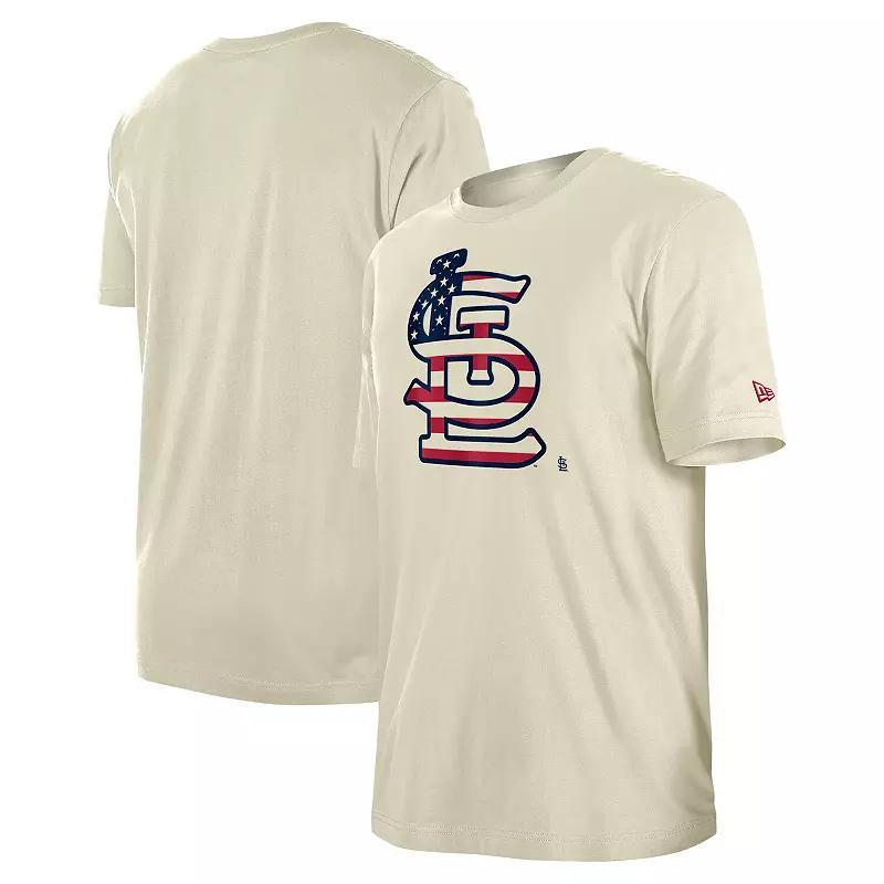 Mens New Era Cream St. Louis Cardinals 4th of July Flag Fill T-Shirt Product Image