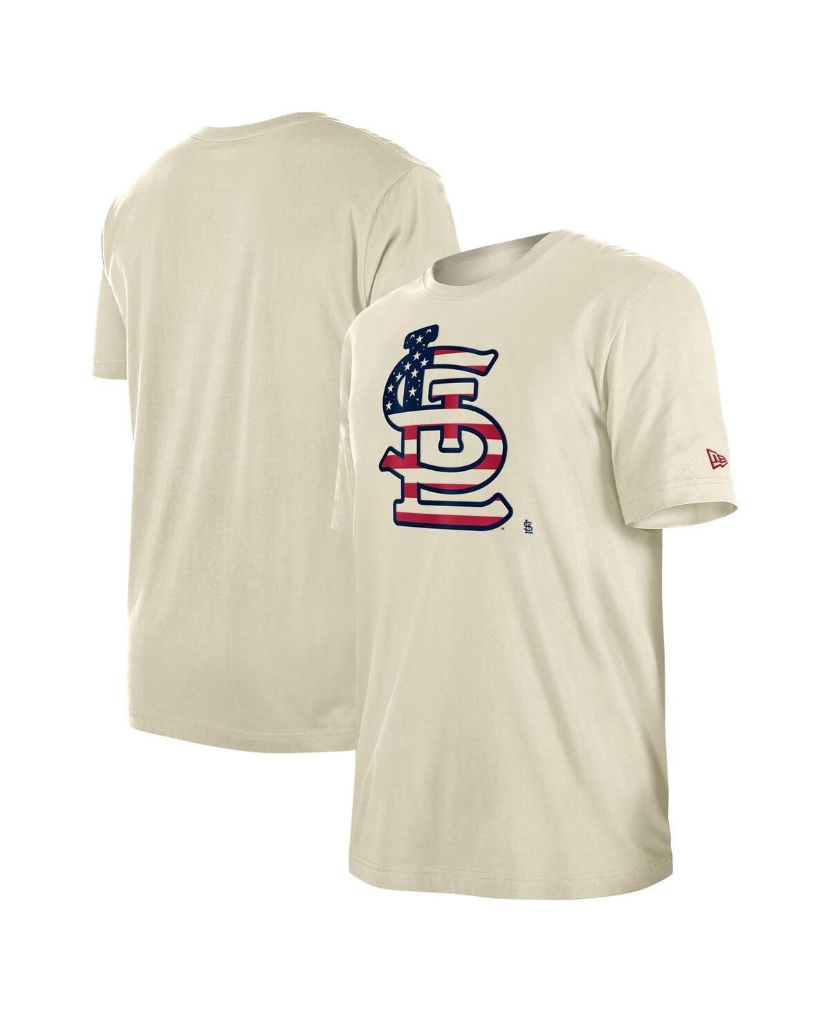 Mens New Era Cream St. Louis Cardinals 4th of July Flag Fill T-Shirt Product Image