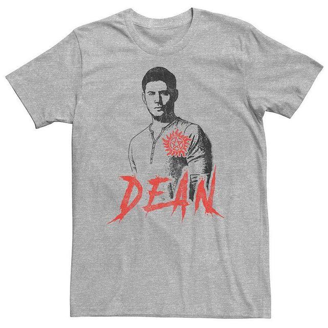 Big & Tall Supernatural Dean Winchester Simple Portrait Tee, Mens Athletic Grey Product Image