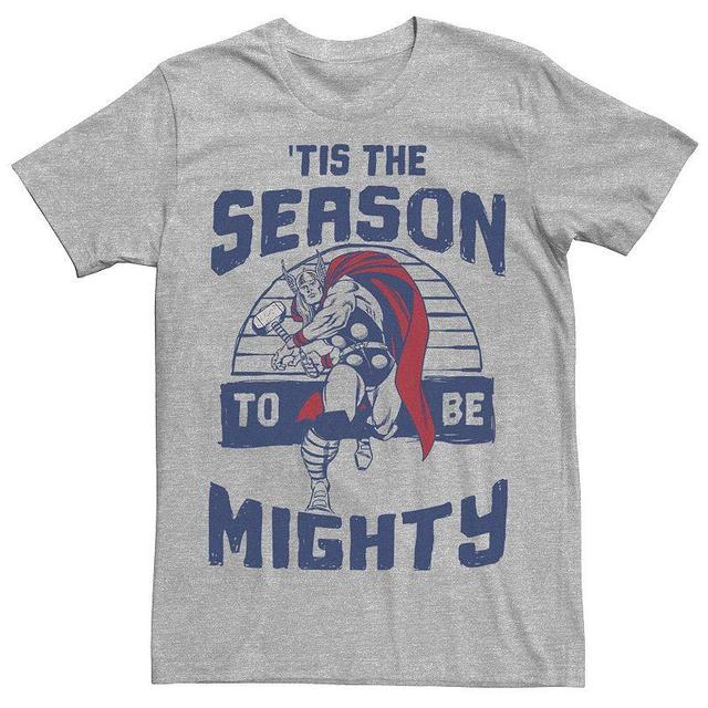 Mens Marvel Thor Tis The Season To Be Mighty Christmas Graphic Tee Athletic Grey Product Image